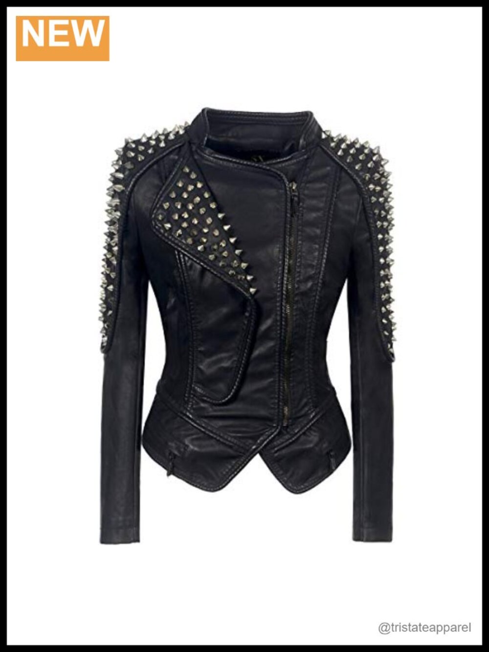 Punk Rivet Faux Leather PU Jacket Women Biker Moto Slim Fit Coat